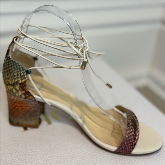 Stunning Real Multicolour And White Python & Leather Sandals By Alexandre Birman - Picture 9 of 9